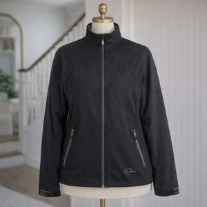 Ll Bean Black Zip Up Functional Waterproof Fleece Lined Jacket Large